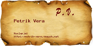 Petrik Vera névjegykártya